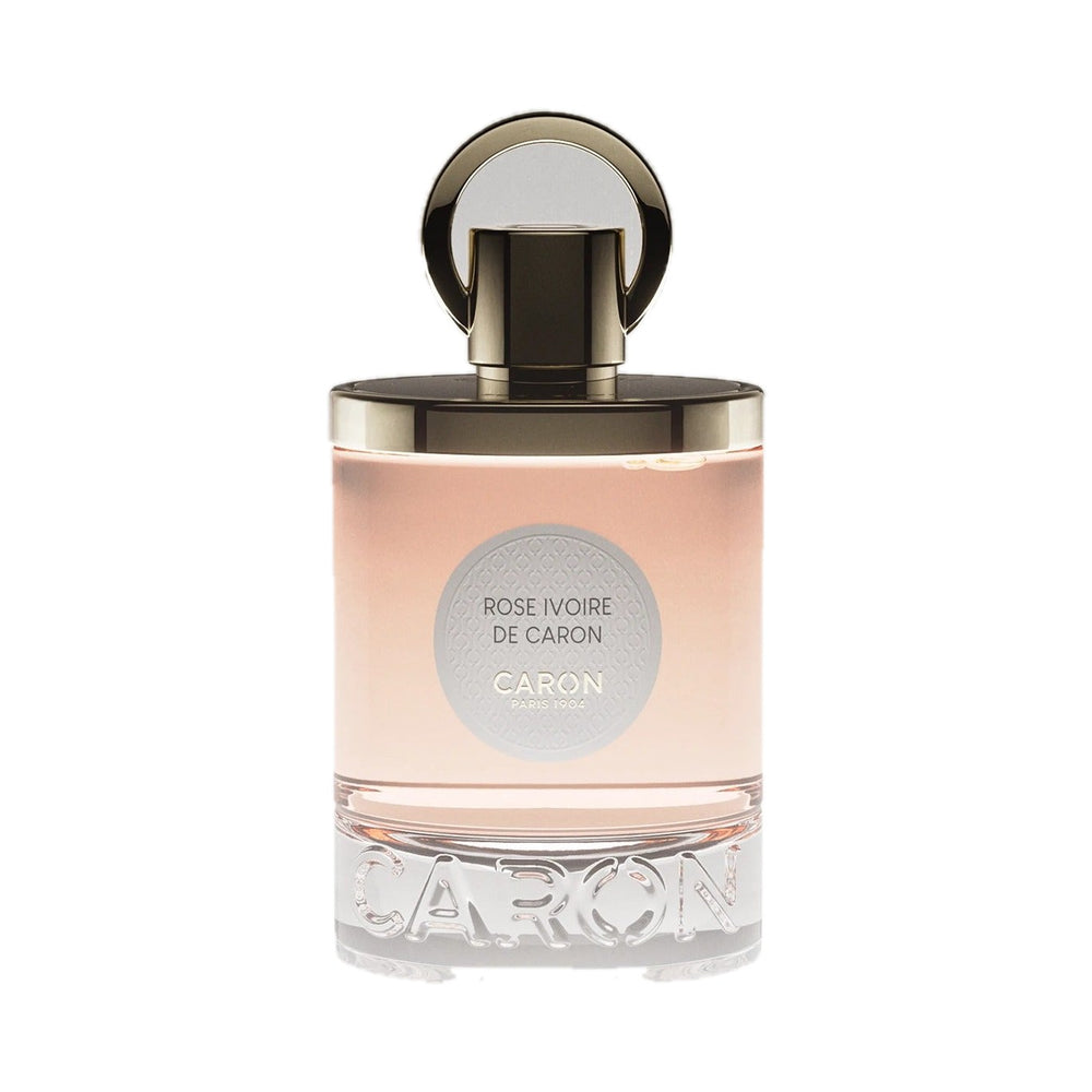 Rose Ivoire - Eau de parfum de Caron, flacon sur fond blanc