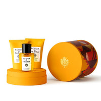 Coffret Buongiorno ouvert : les trois produits dans leur étui
