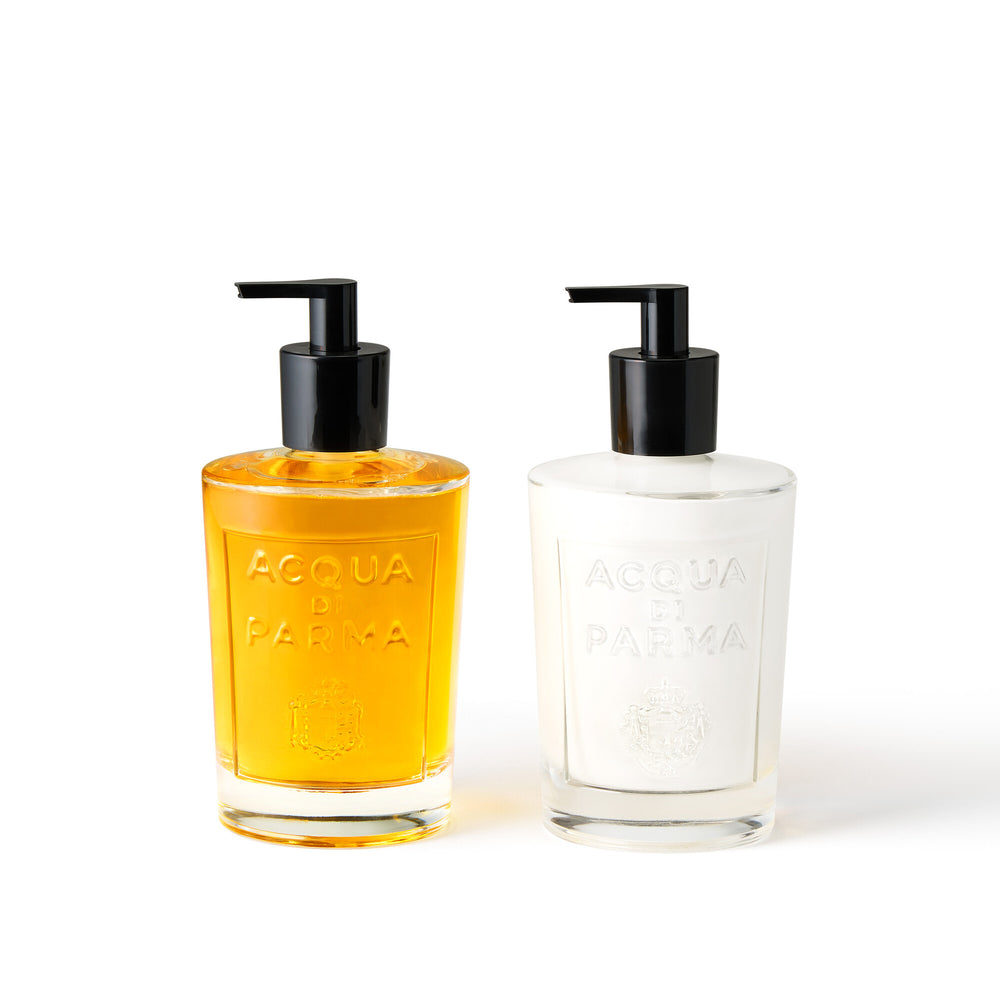 Flacons en verre rechargeables Buongiorno Sapone Classico et Fiordilatte per le Mani