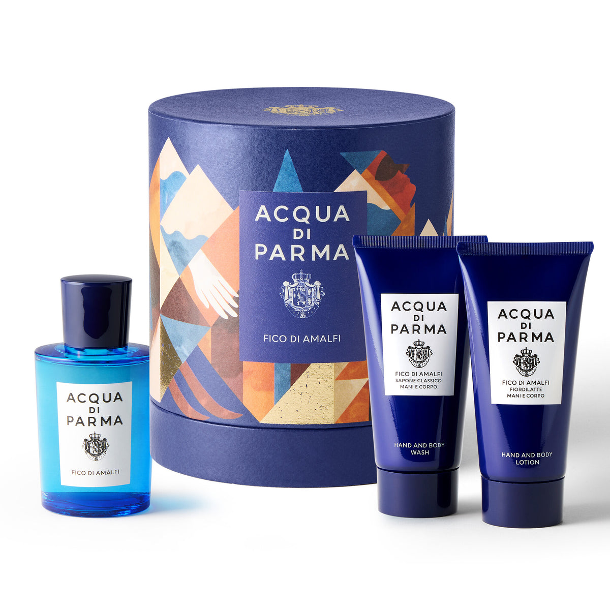 Coffret Acqua di Parma Fico di Amalfi : eau de toilette 100 ml, gel lavant et lotion 75 ml, étui bleu des fêtes