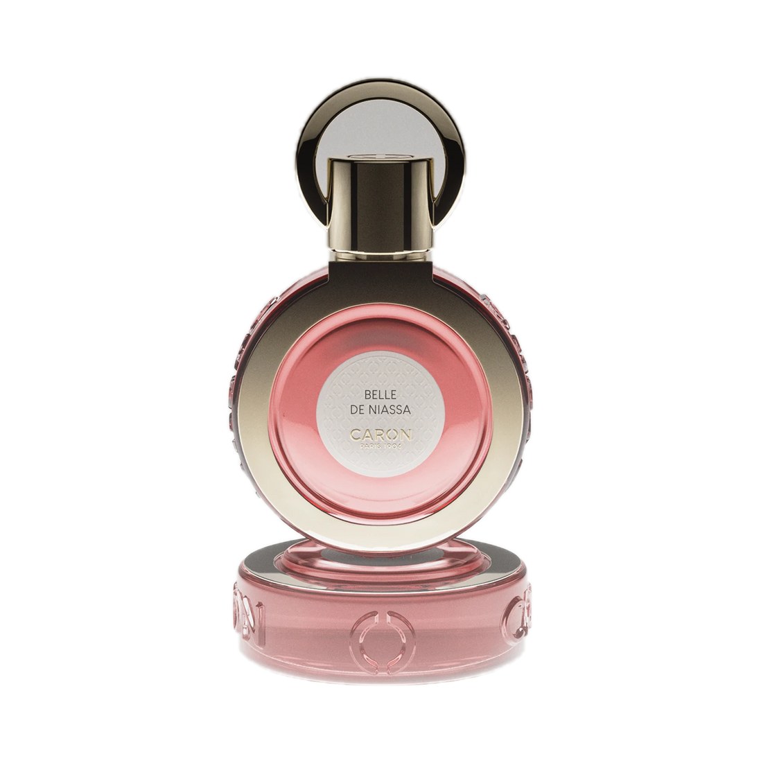 Belle de Niassa - Eau de parfum de Caron, flacon sur fond blanc