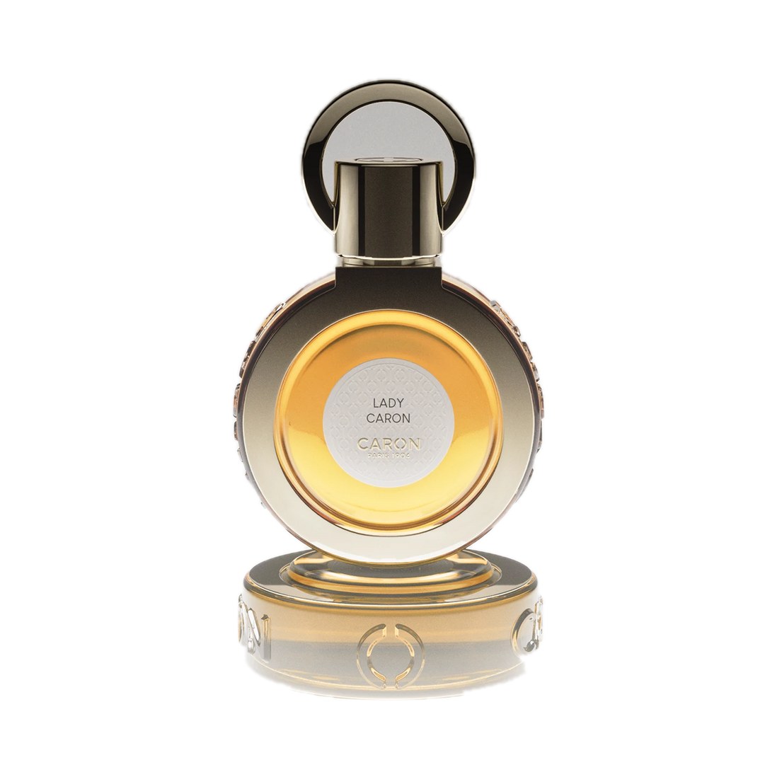 Lady Caron - Eau de parfum de Caron, flacon sur fond blanc