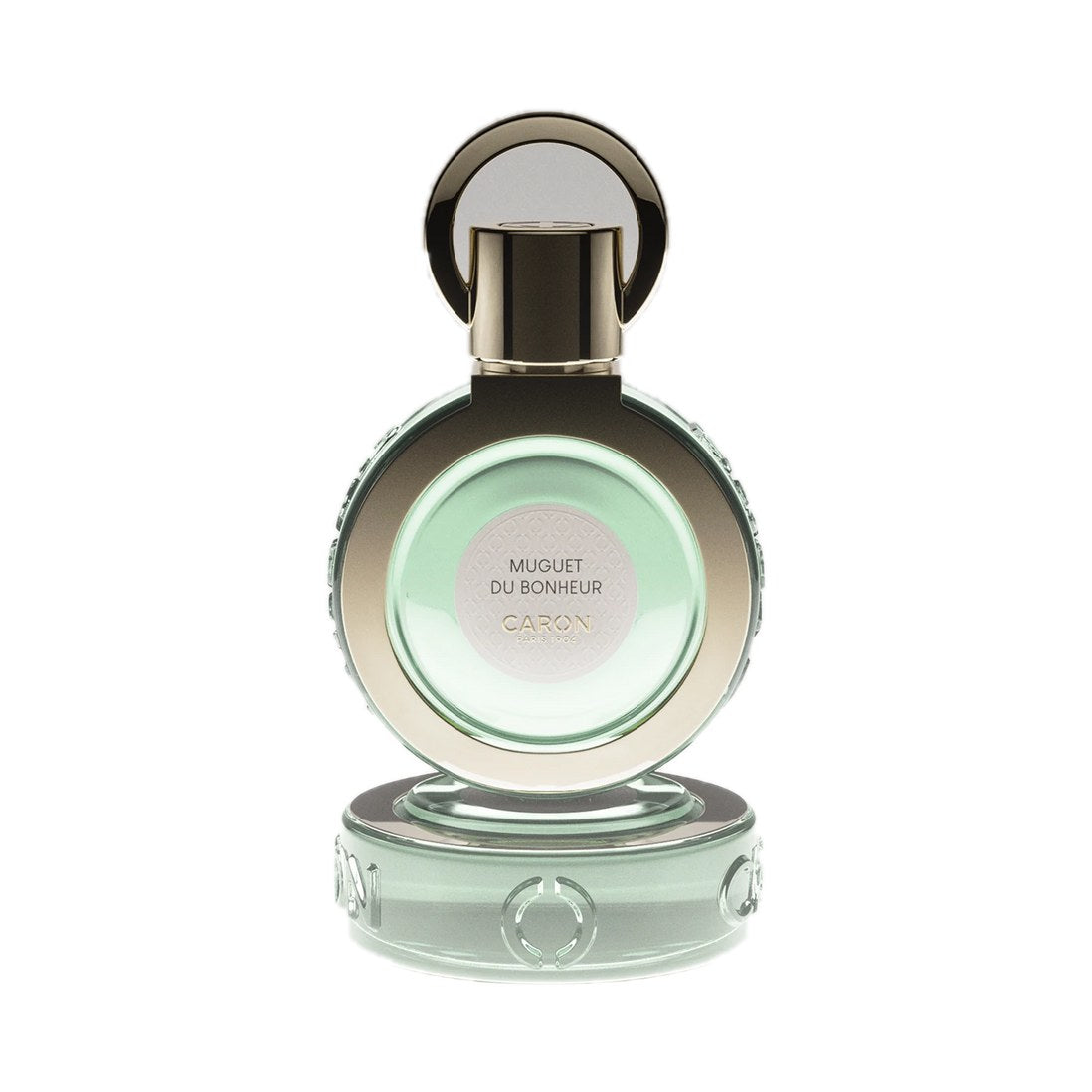 Muguet du Bonheur - Eau de toilette de Caron, flacon sur fond blanc