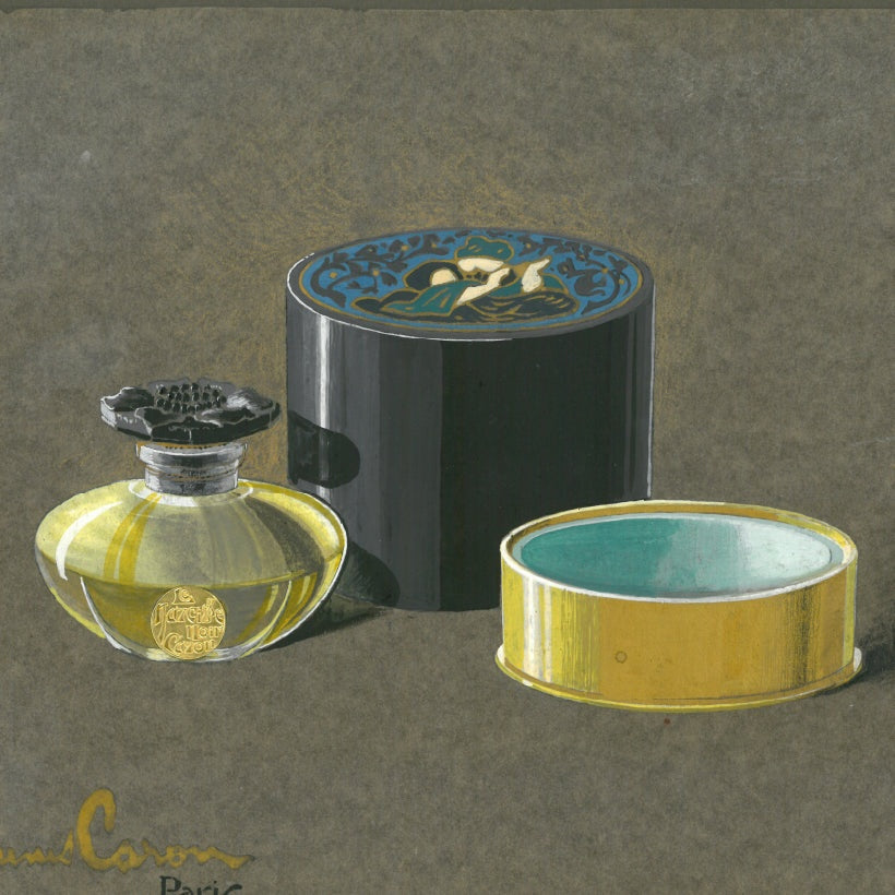 Illustration d’archive du flacon d’origine de Narcisse Noir et de sa boîte