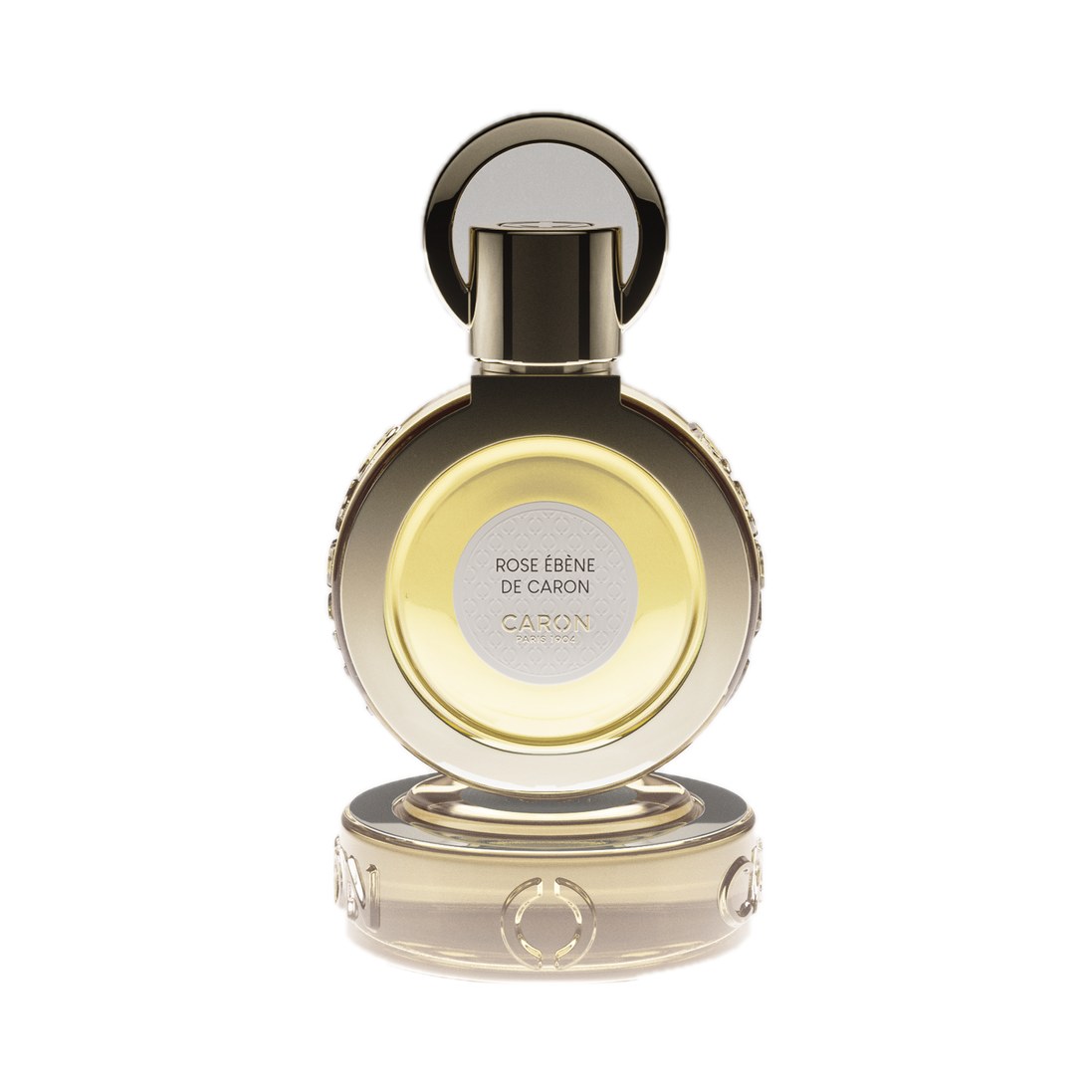 Rose Ébène - Eau de parfum de Caron, flacon sur fond blanc