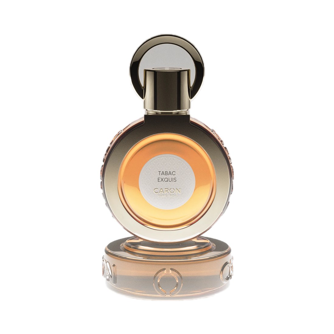 Tabac Exquis - Eau de parfum de Caron, flacon sur fond blanc