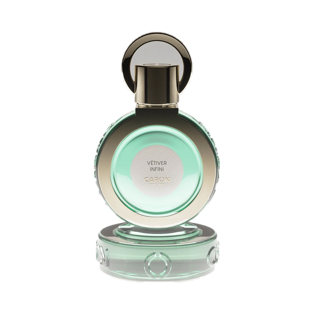 Vétiver Infini - Eau de parfum de Caron, flacon sur fond blanc